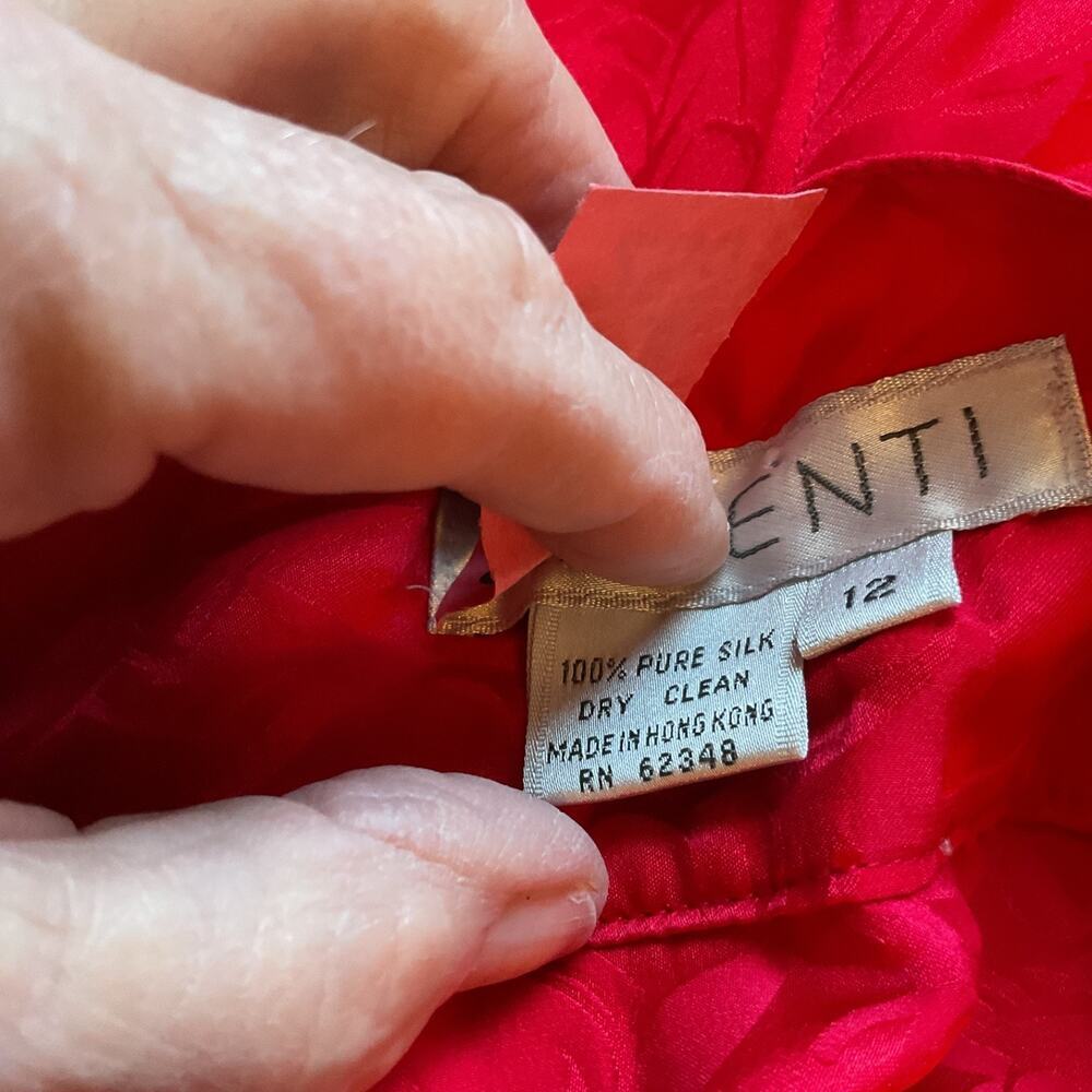 Argenti Red 2pc 100% Pure Silk Blouse & Skirt Party Christmas Suit 12 - Picture 8 of 10